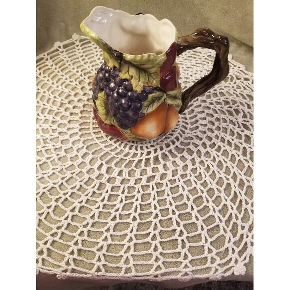 Home Interiors Sonoma Villa Fall Fruit Pitcher Hand Painted Glazed Earthenware - Picture 2 of 12